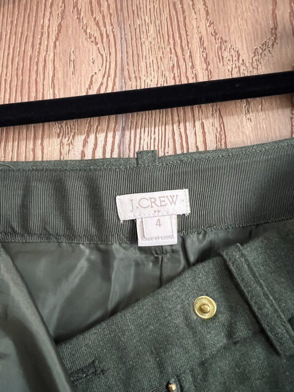 J.Crew Wool Blend Olive Green Mini Skirt Size 4 - Picture 3 of 7